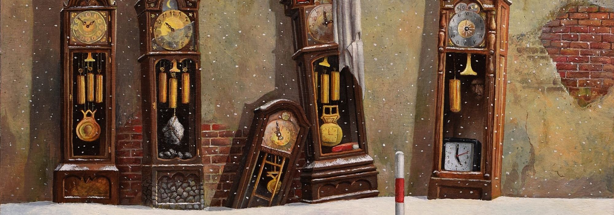 Bild „Chronometer vor der Mauer“ 2005, Öl auf Hartfaser aus: Malereien